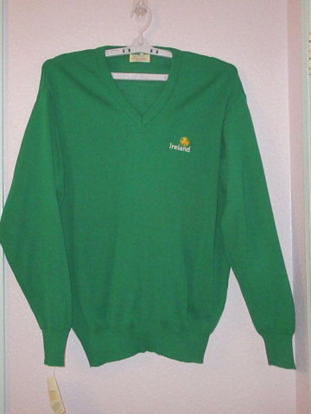 NOS Blarney Woolen Mills Sweater Mens L Ireland Shamrock Kelly Green Pullover